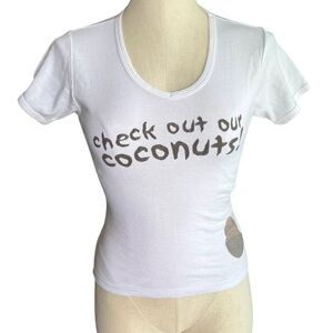 Y2K Made in USA Whimsical Malibu Coconut Baby Tee size Medium